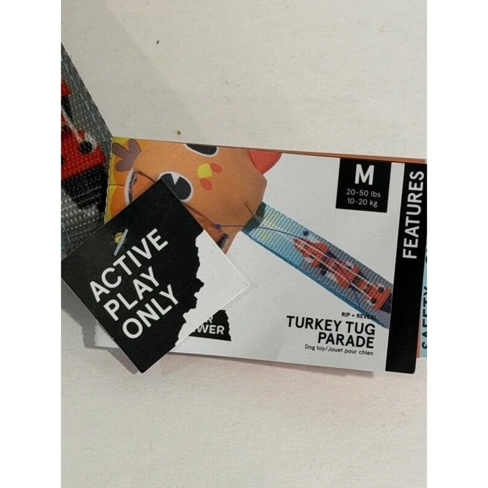 Bark Box Turkey Tug Parade Super Chewer Dog Toy New Size Medium 20-50 lbs